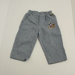 Disney Mickey & Co Striped Embroidered Pants Elastic Waist Boys Size 2T Vintage